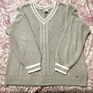 Hollister grey knitted V-neck sweater size large like new